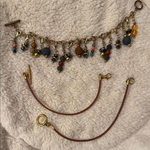 Gold and Multicolor Beaded Charm Bracelet